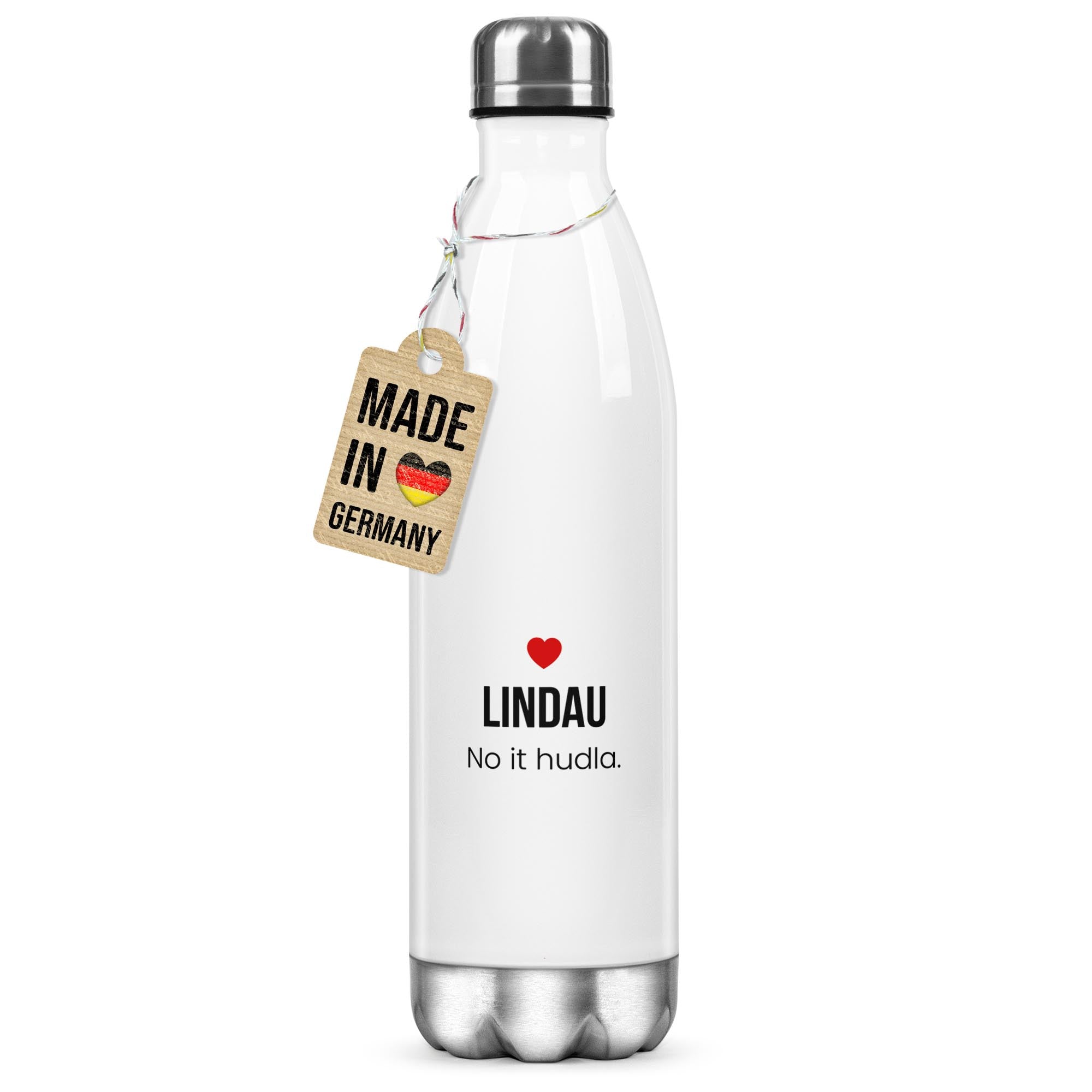 Lindau Trinkflasche aus Edelstahl – „No it hudla.“