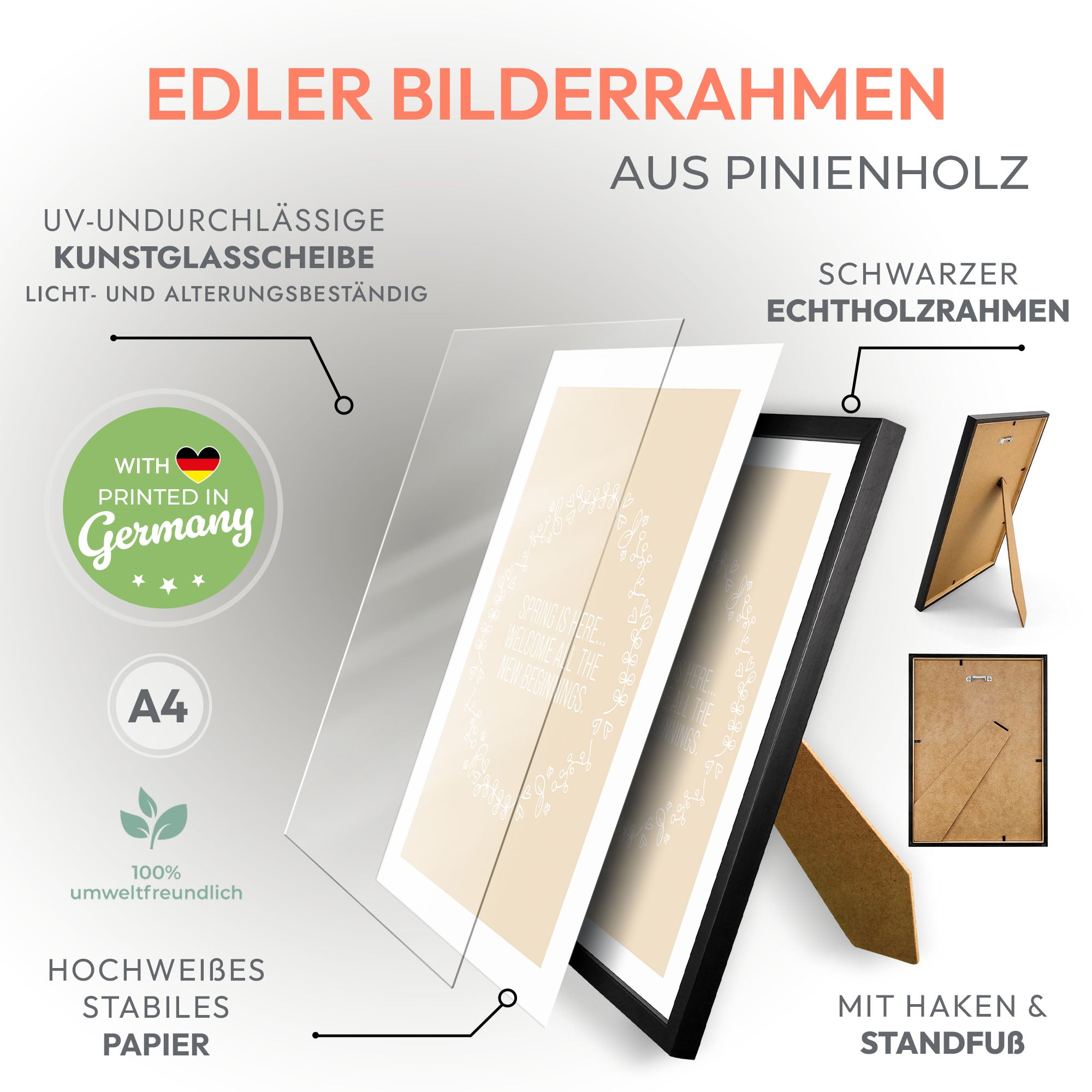 Fotodruck mit Bilderrahmen - "Spring is here" | A4