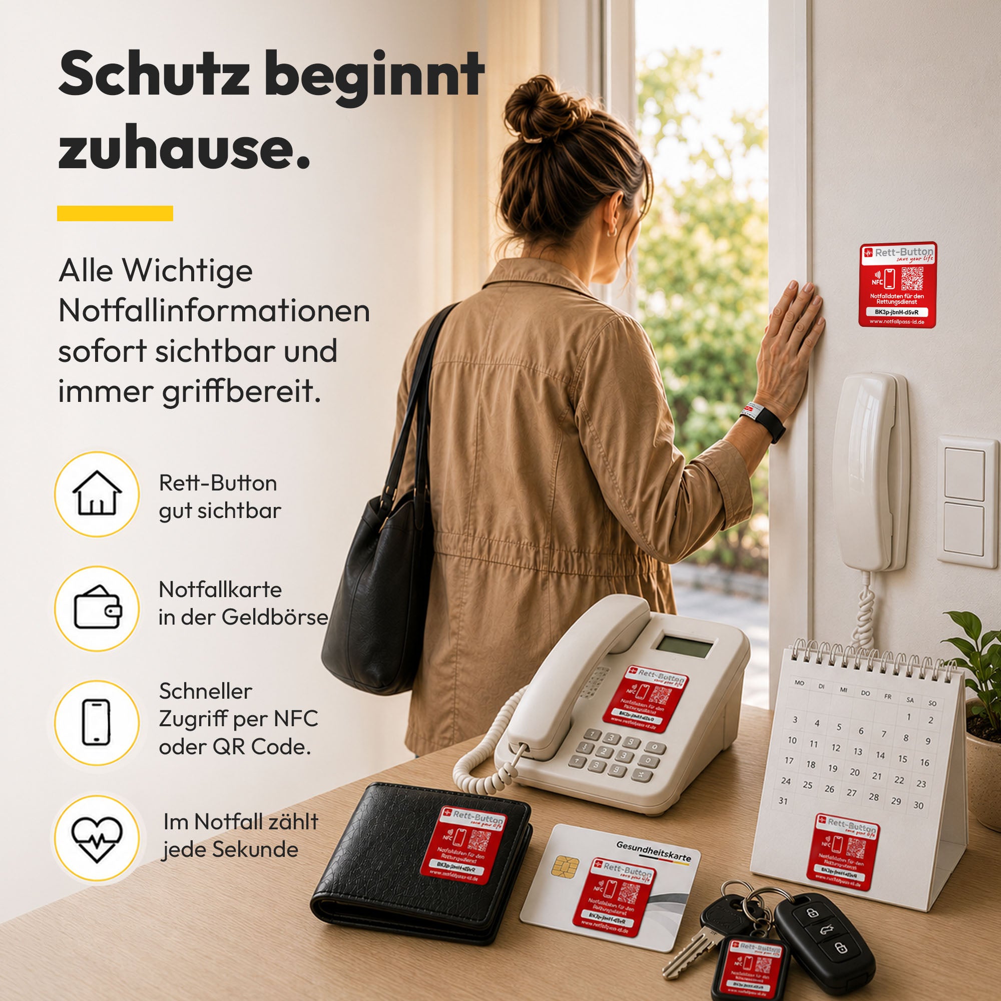 Notfall-ID Set – Rundum geschützt mit Karte, Armband Tag & Rett-Button