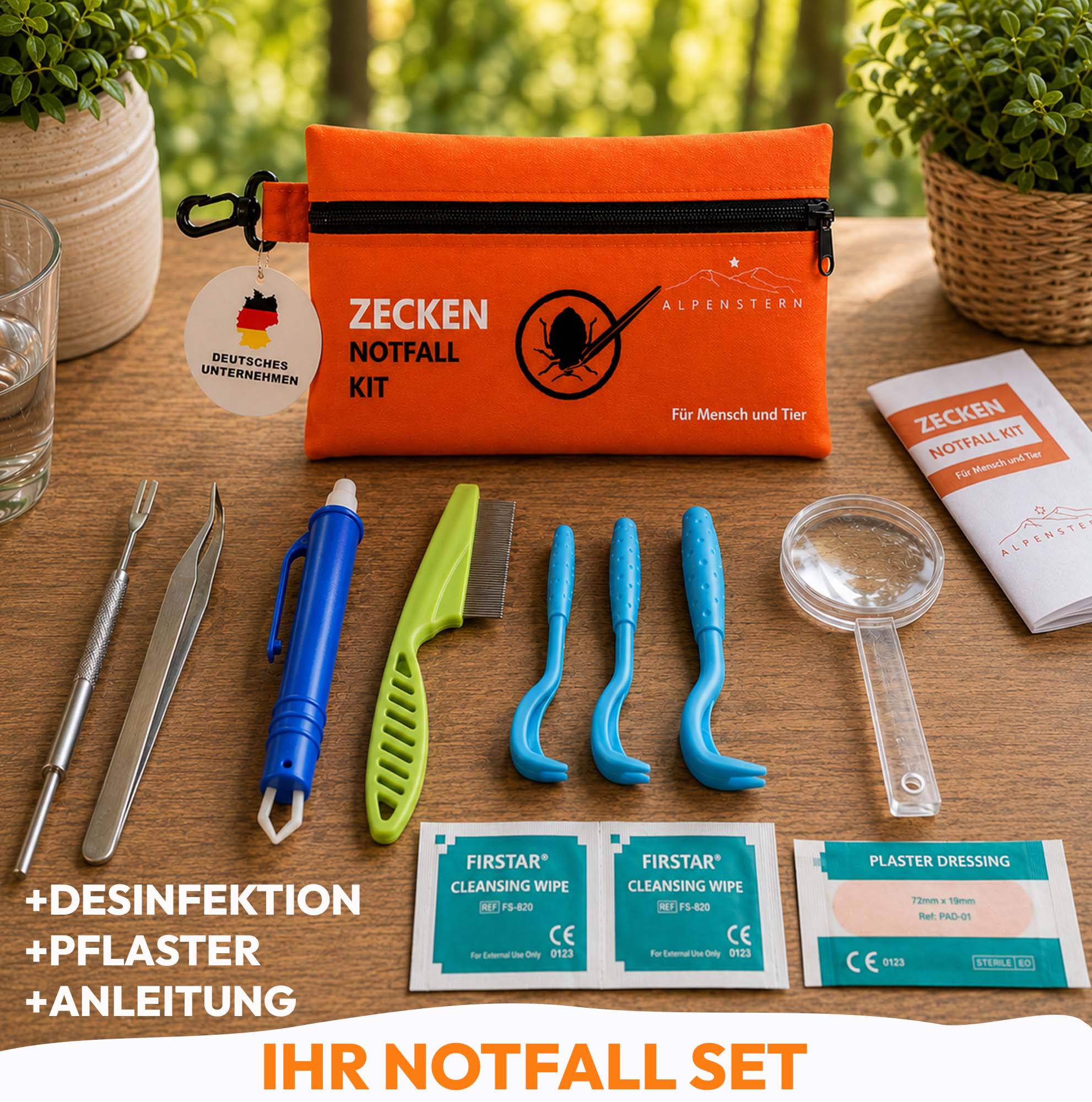 Alpenstern - Zeckenset für Mensch & Tier – Zeckenentferner & Notfallkit