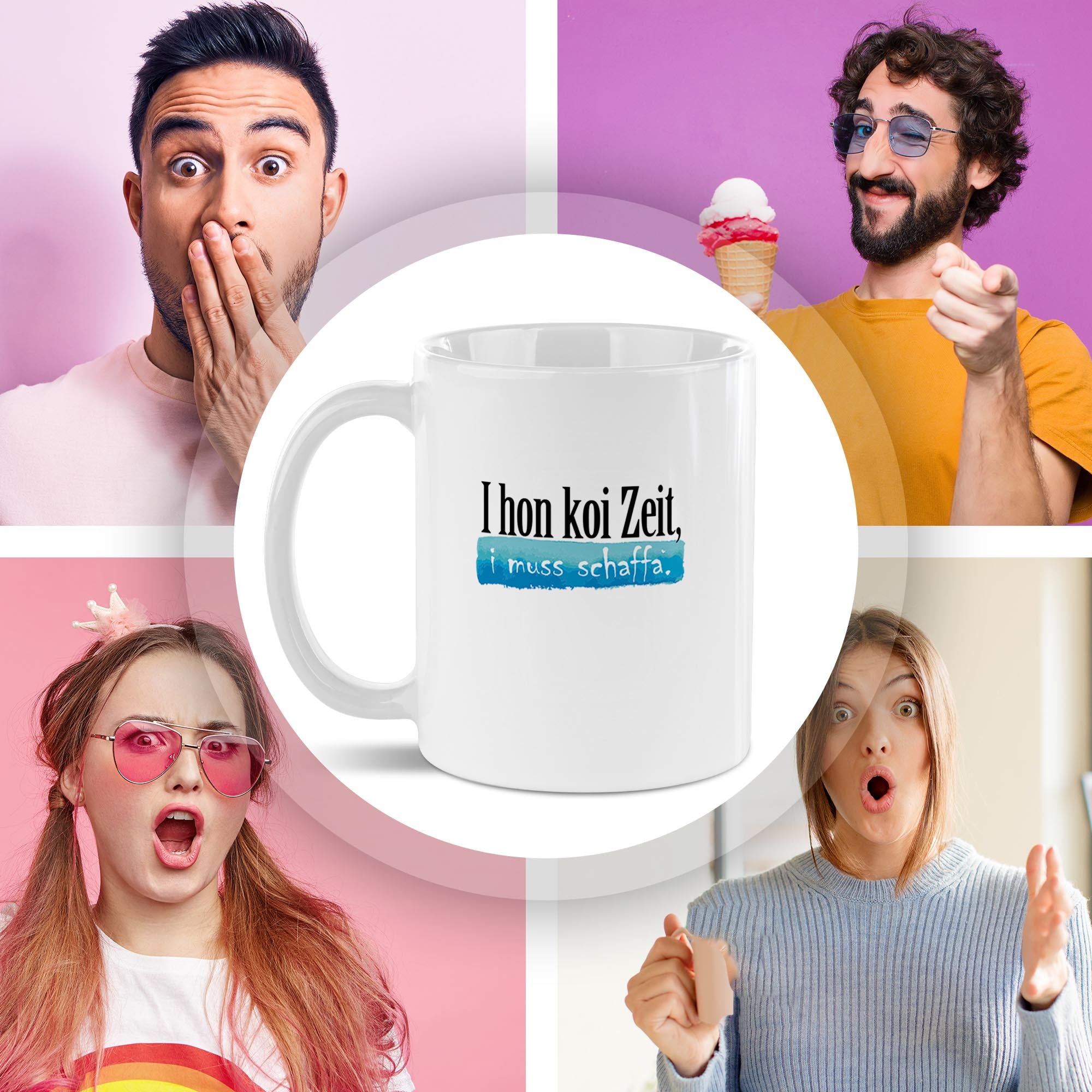 Schwabe-Tasse mit Spruch - Koi Zeit - Weiß | 300 ml