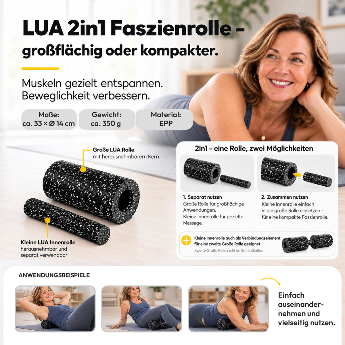 Trendy Sport Faszienrollen-Set – LUA 2in1, Bola S & Dupla