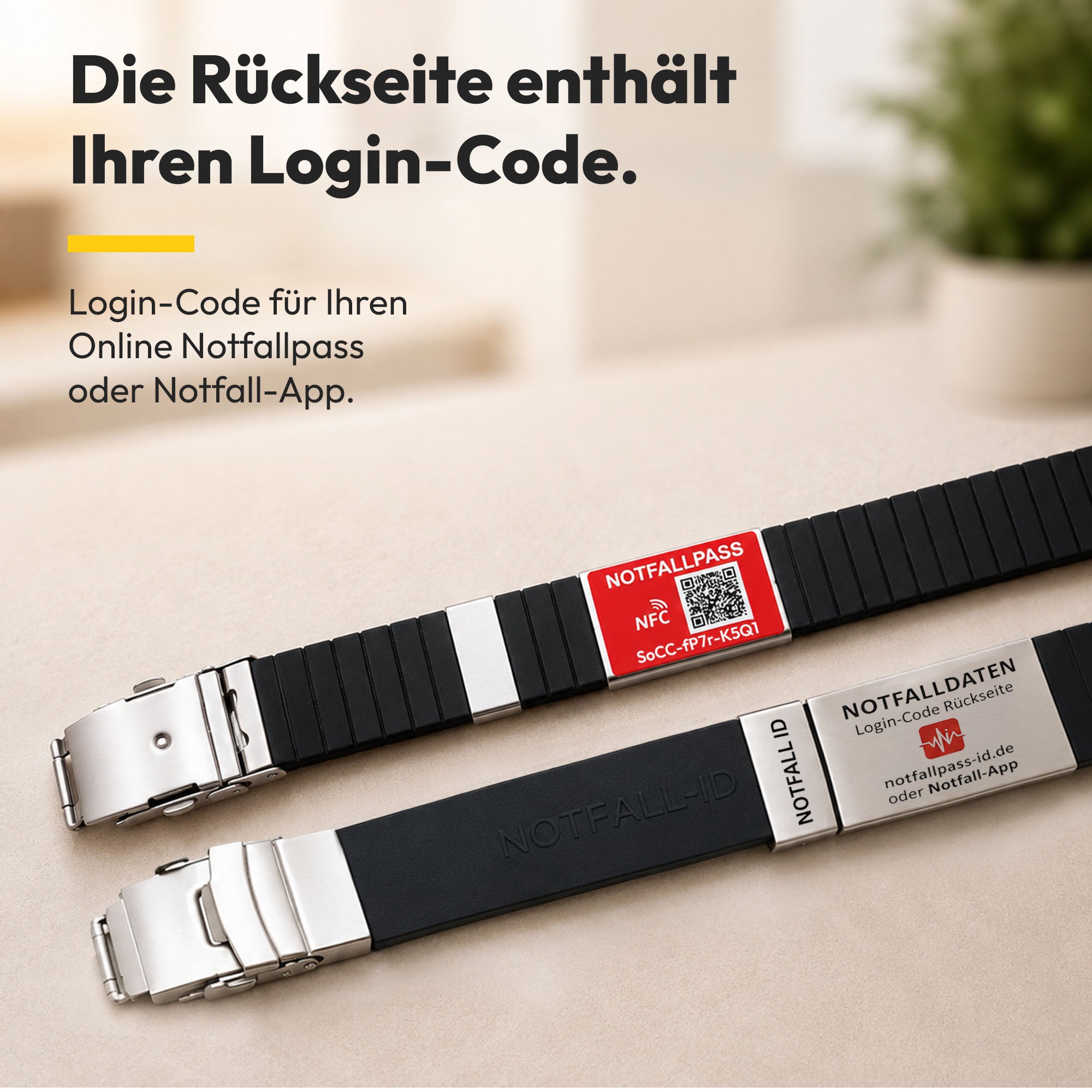 Notfall-ID Armband mit NFC & QR-Code - Medizinisches SOS-Armband