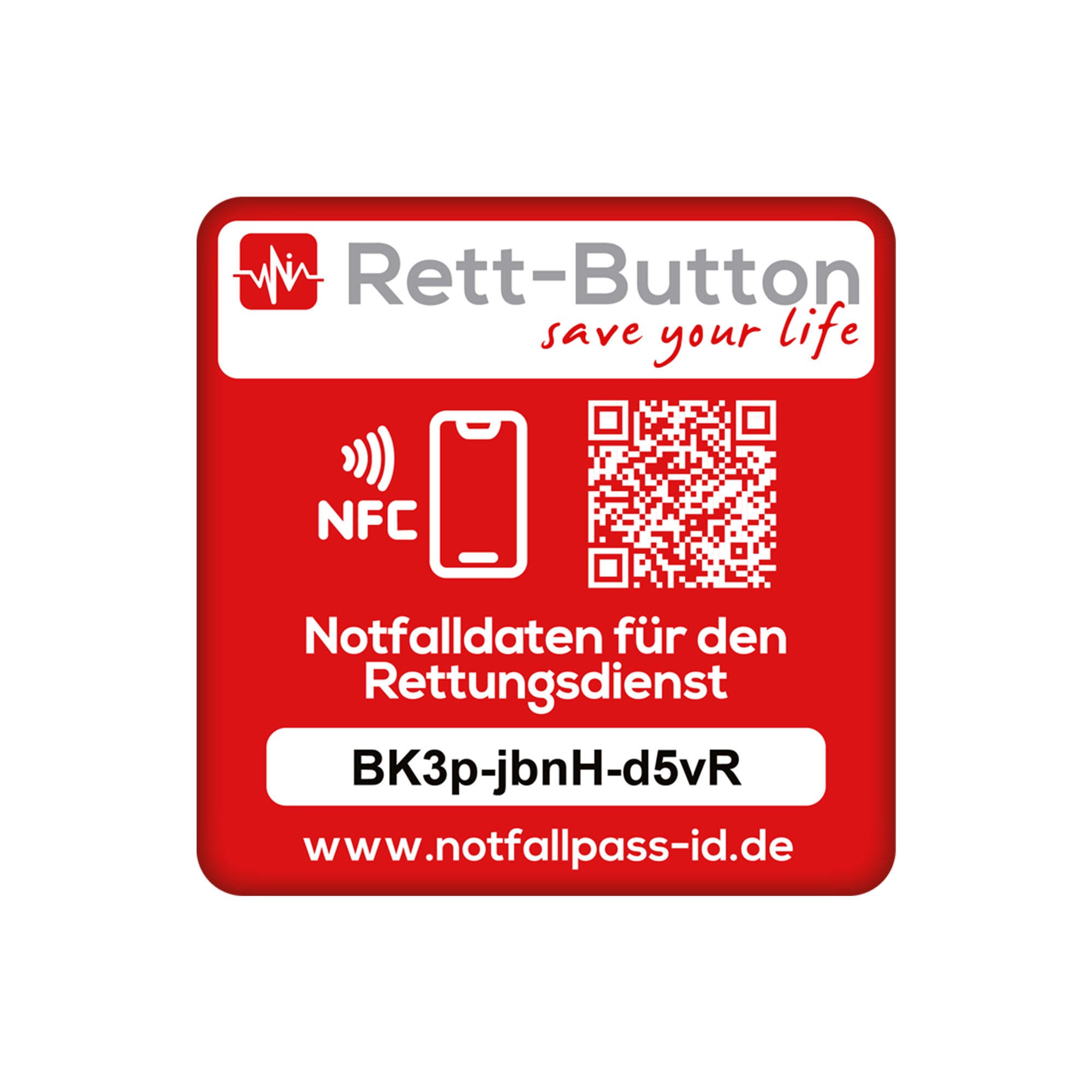 Notfall-ID Button - NFC Rett-Button mit QR-Code – Schneller Zugriff auf Notfalldaten
