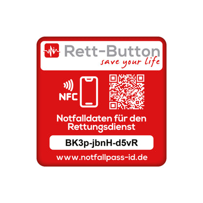 Notfall-ID Button - NFC Rett-Button mit QR-Code – Schneller Zugriff auf Notfalldaten