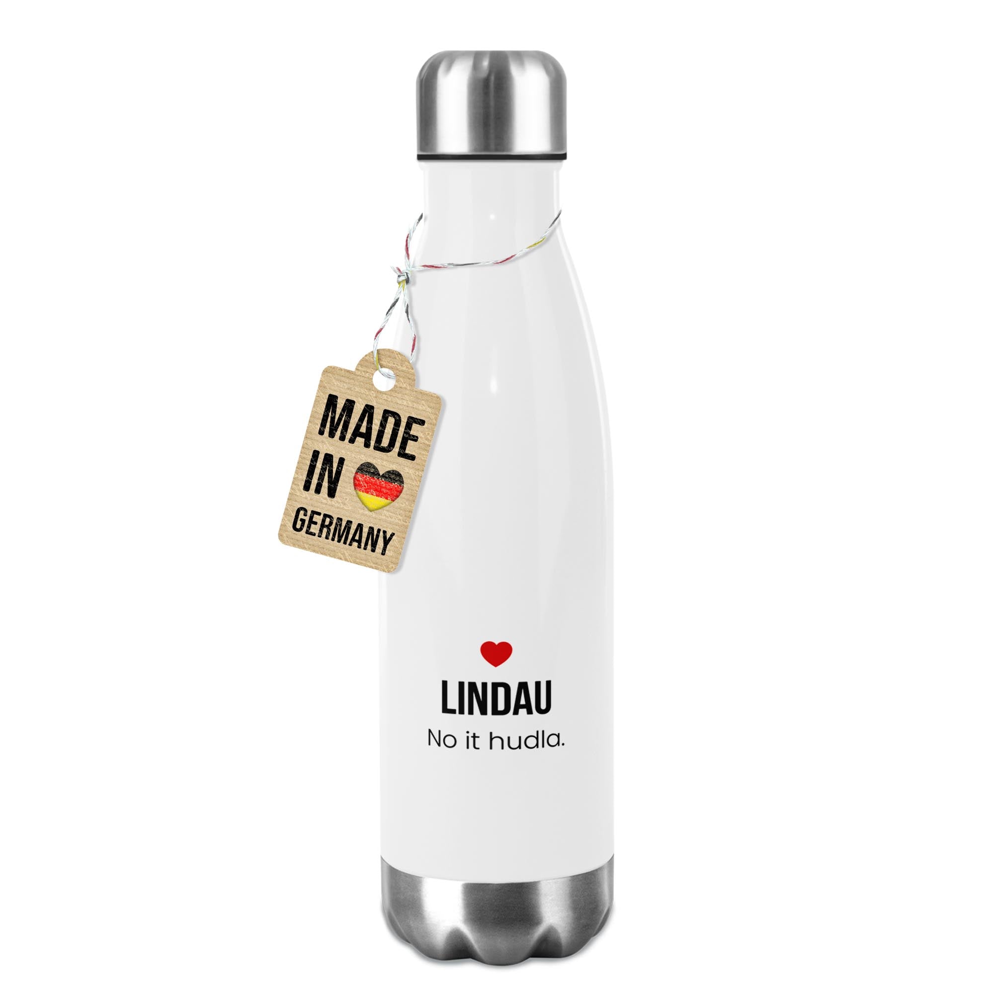 Lindau Trinkflasche aus Edelstahl – „No it hudla.“