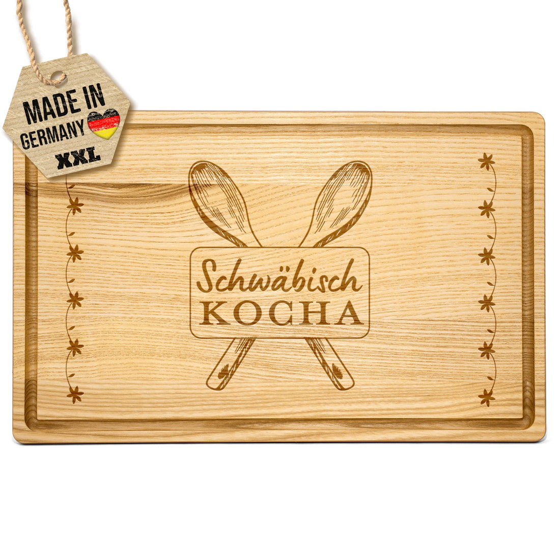 Großes Schneidebrett mit Gravur - Schwäbisch kocha - 40 x 25 cm