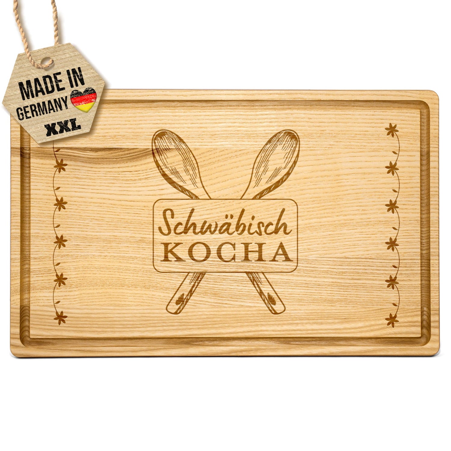Großes Schneidebrett mit Gravur - Schwäbisch kocha - 40 x 25 cm
