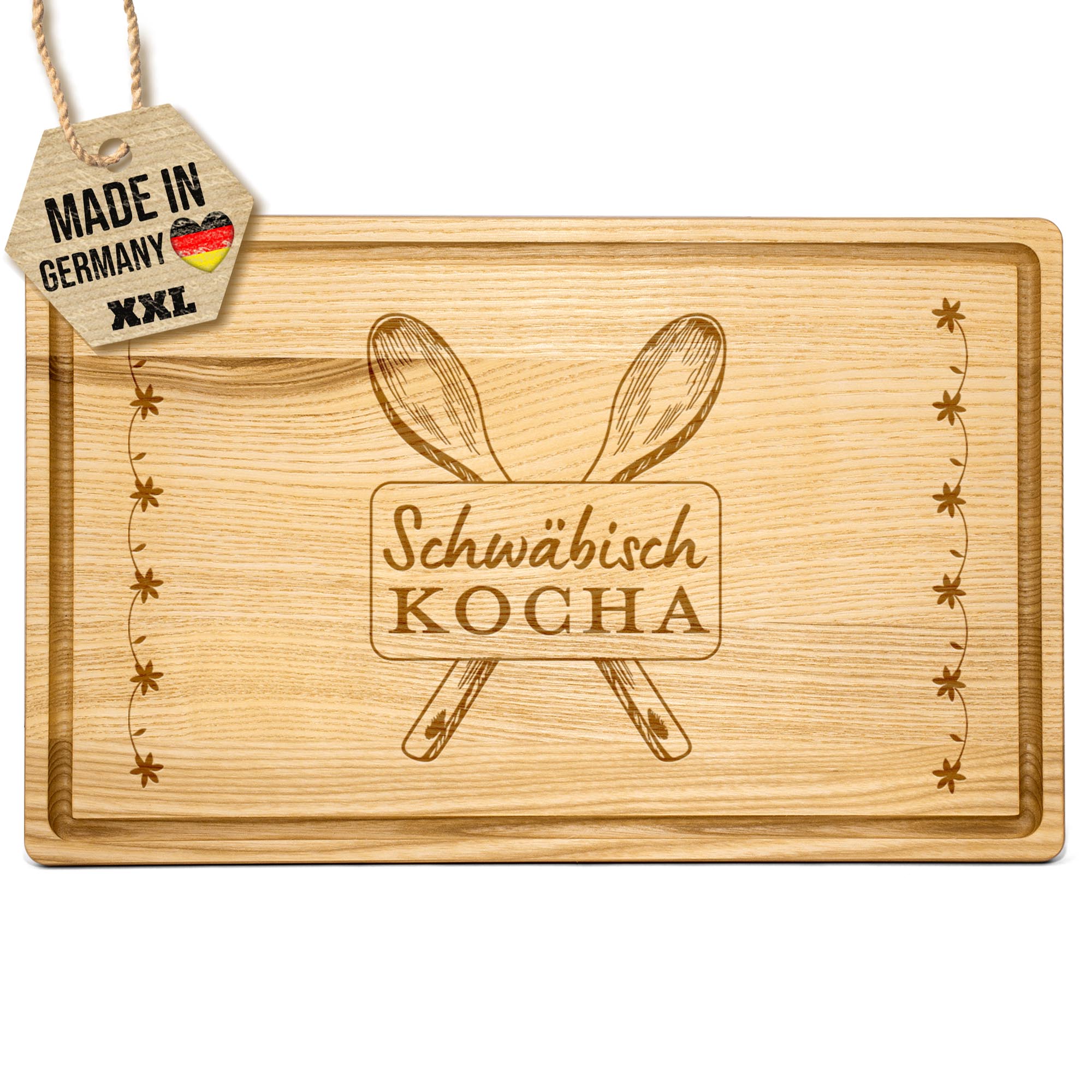 Großes Schneidebrett mit Gravur - Schwäbisch kocha - 40 x 25 cm