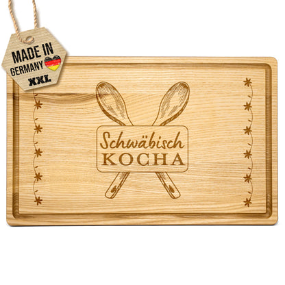 Großes Schneidebrett mit Gravur - Schwäbisch kocha - 40 x 25 cm