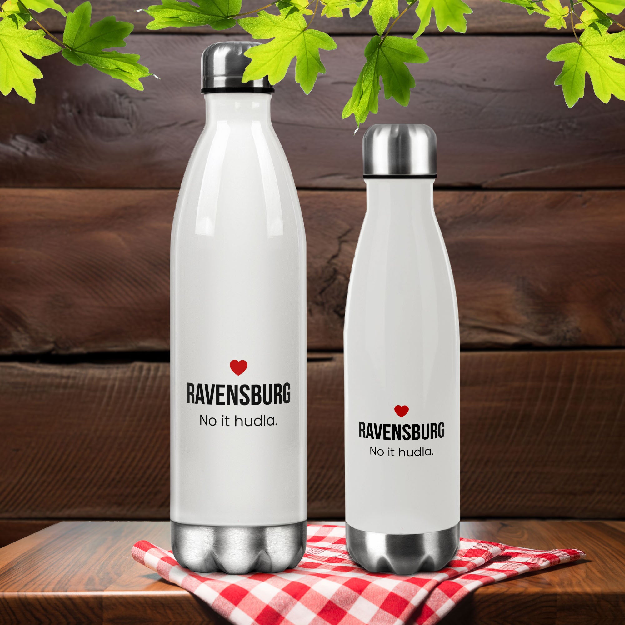 Ravensburg Trinkflasche aus Edelstahl – „No it hudla.“