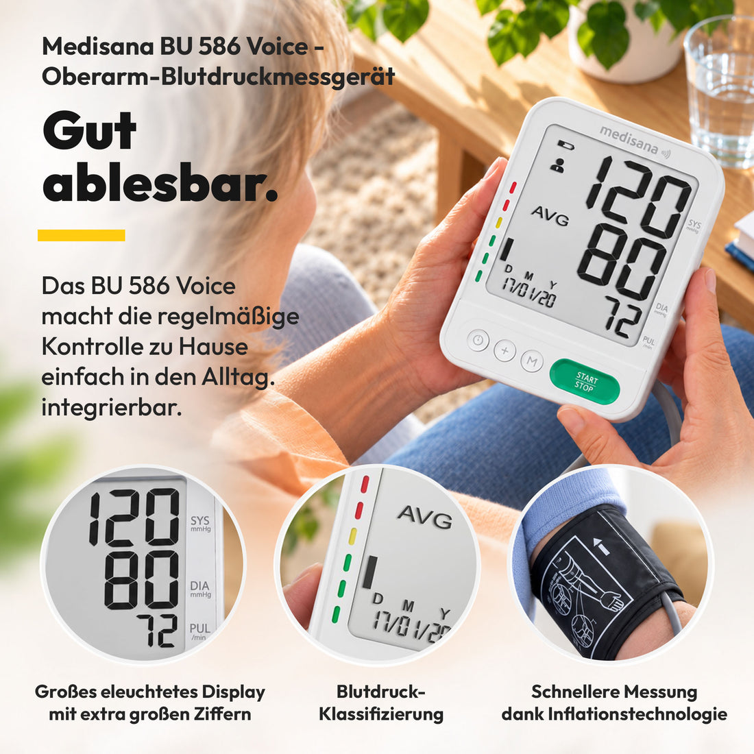 Medisana BU 586 Voice Oberarm-Blutdruckmessgerät