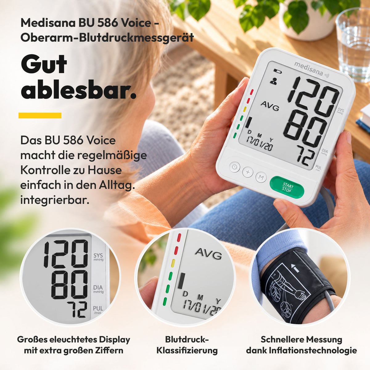 Medisana BU 586 Voice Oberarm-Blutdruckmessgerät