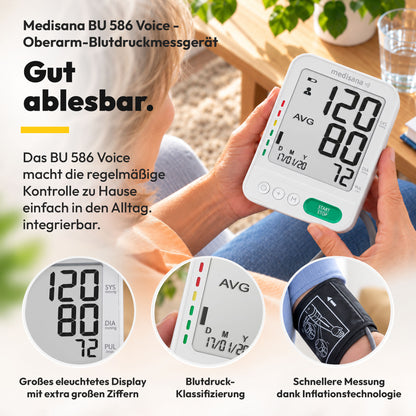 Medisana BU 586 Voice Oberarm-Blutdruckmessgerät