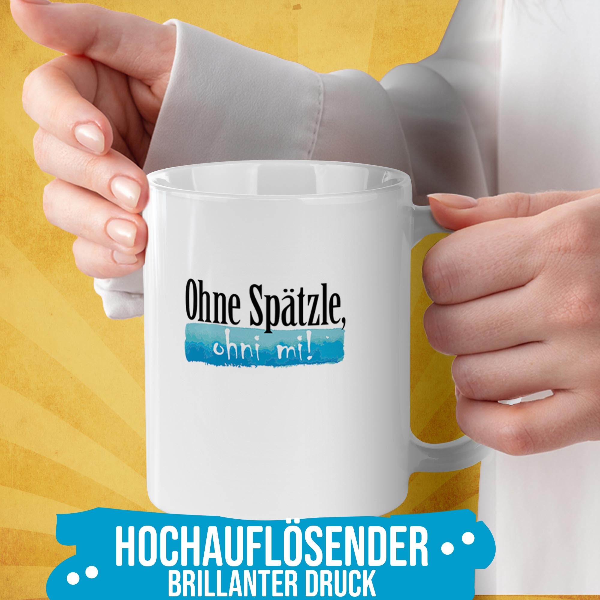 Schwabe-Tasse mit Spruch - Ohne Spätzle - Weiß | 300 ml