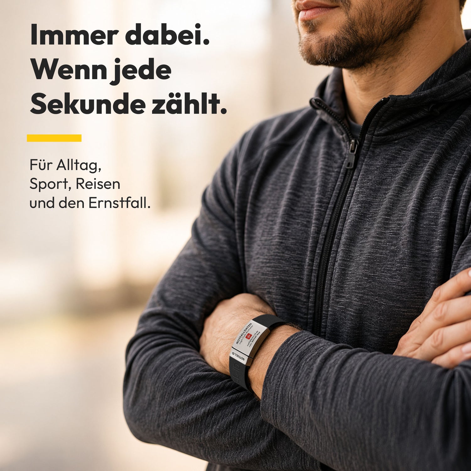 Notfall-ID Armband mit NFC &amp; QR-Code - Medizinisches SOS-Armband