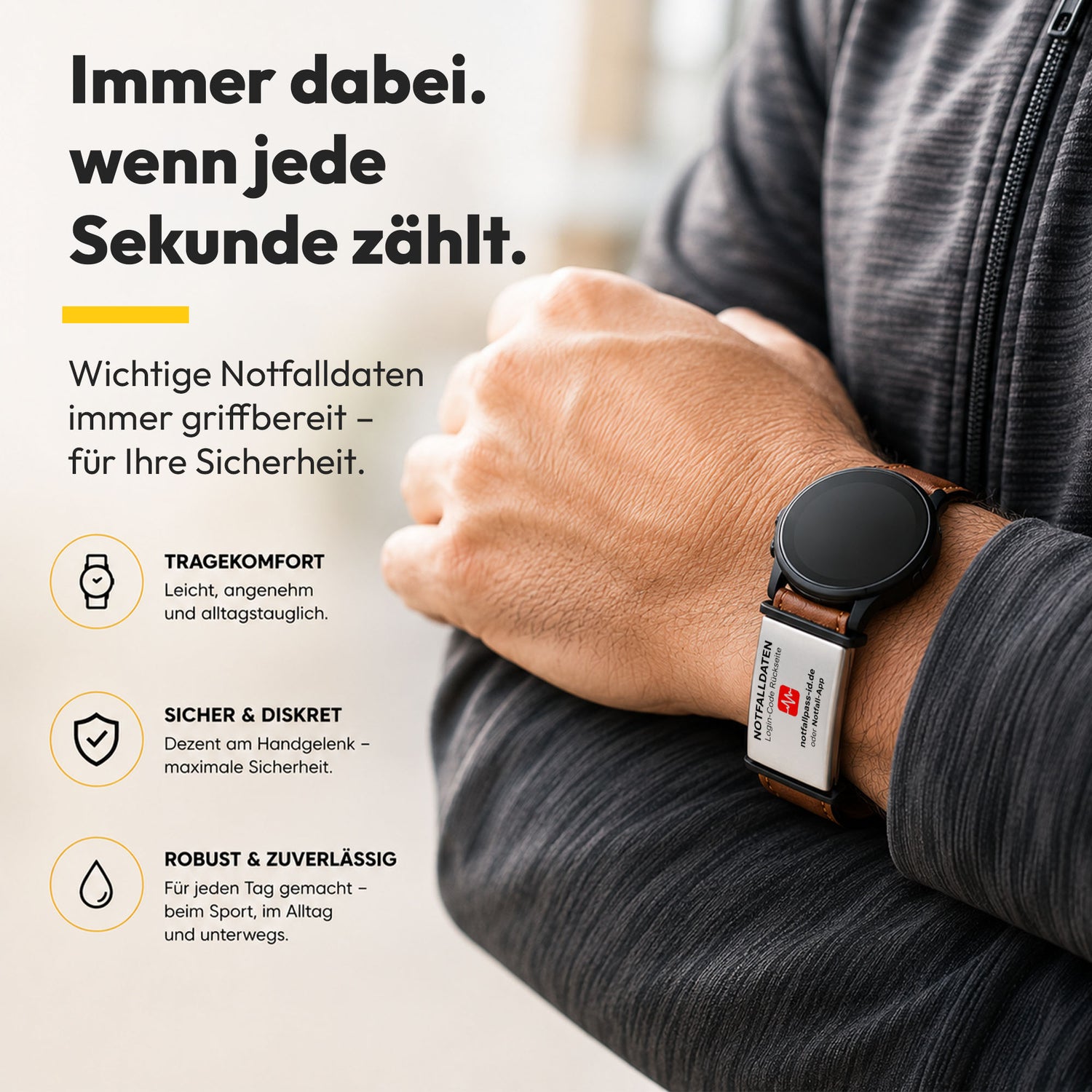 Notfall-ID Armband Tag - mit NFC &amp; QR-Code