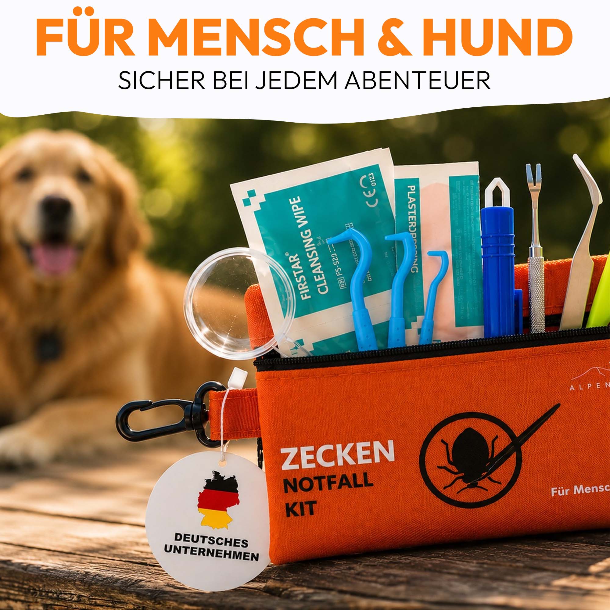 Alpenstern - Zeckenset für Mensch &amp; Tier – Zeckenentferner &amp; Notfallkit