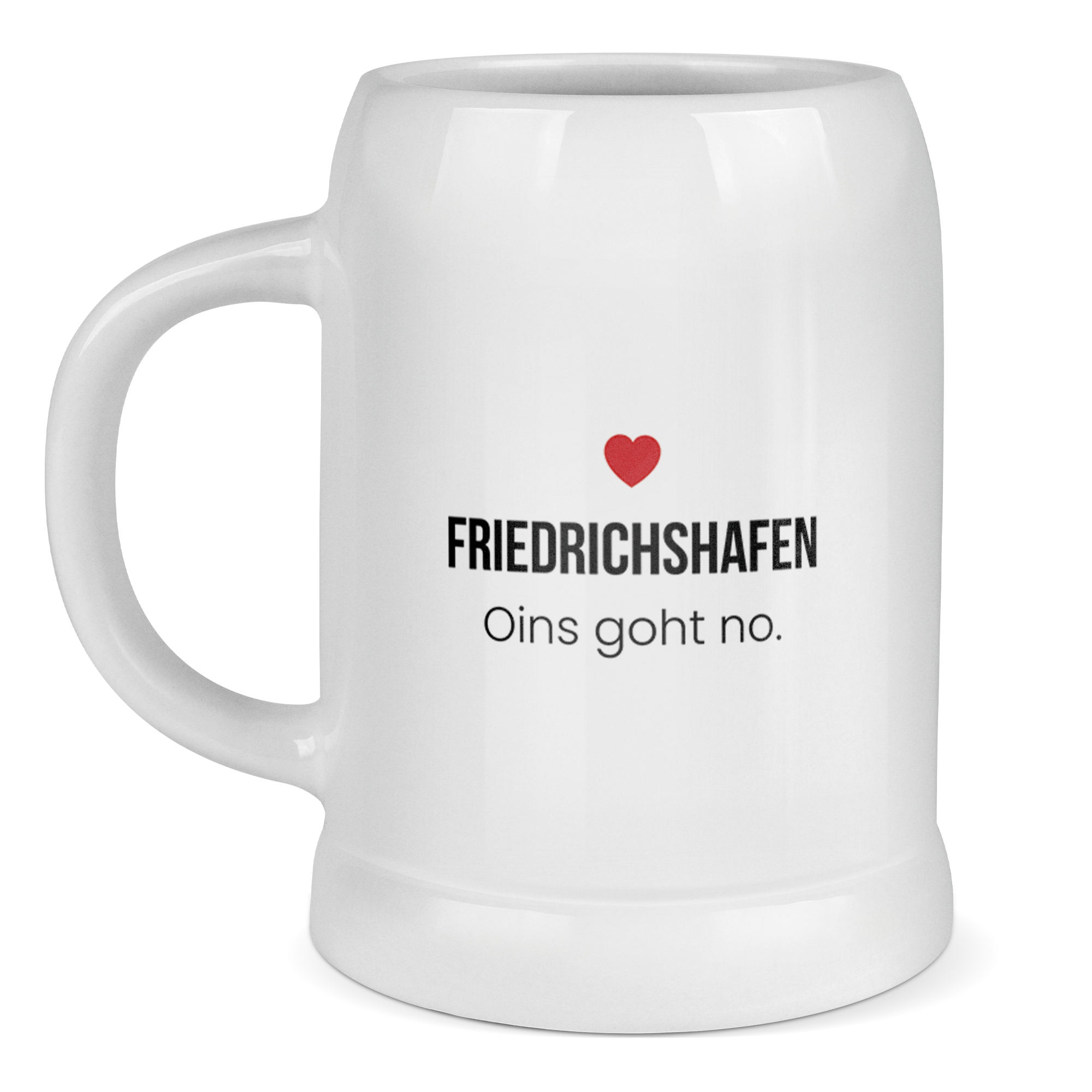 Friedrichshafen Bierkrug aus Keramik – „Oins goht no.“