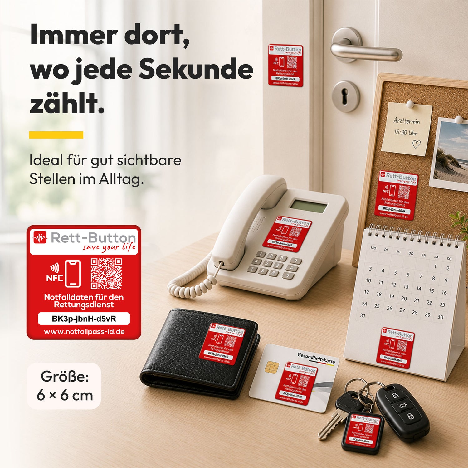 Notfall-ID Button - NFC Rett-Button mit QR-Code – Schneller Zugriff auf Notfalldaten