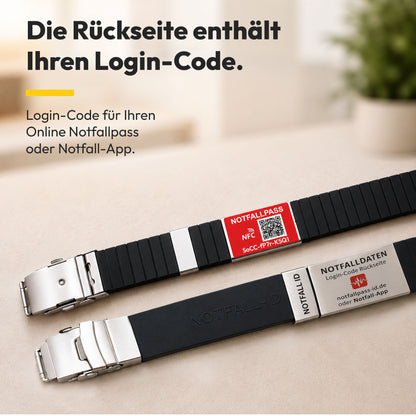 Notfall-ID Armband mit NFC &amp; QR-Code - Medizinisches SOS-Armband