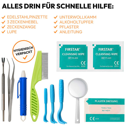 Alpenstern - Zeckenset für Mensch &amp; Tier – Zeckenentferner &amp; Notfallkit