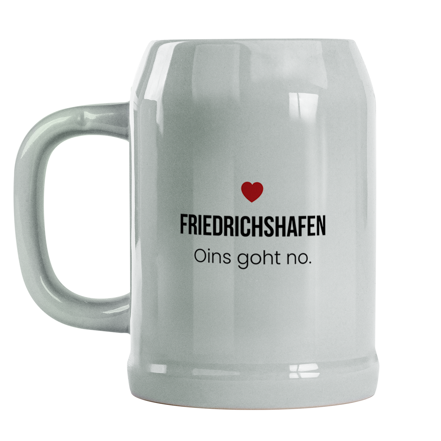 Friedrichshafen Bierkrug aus Keramik – „Oins goht no.“