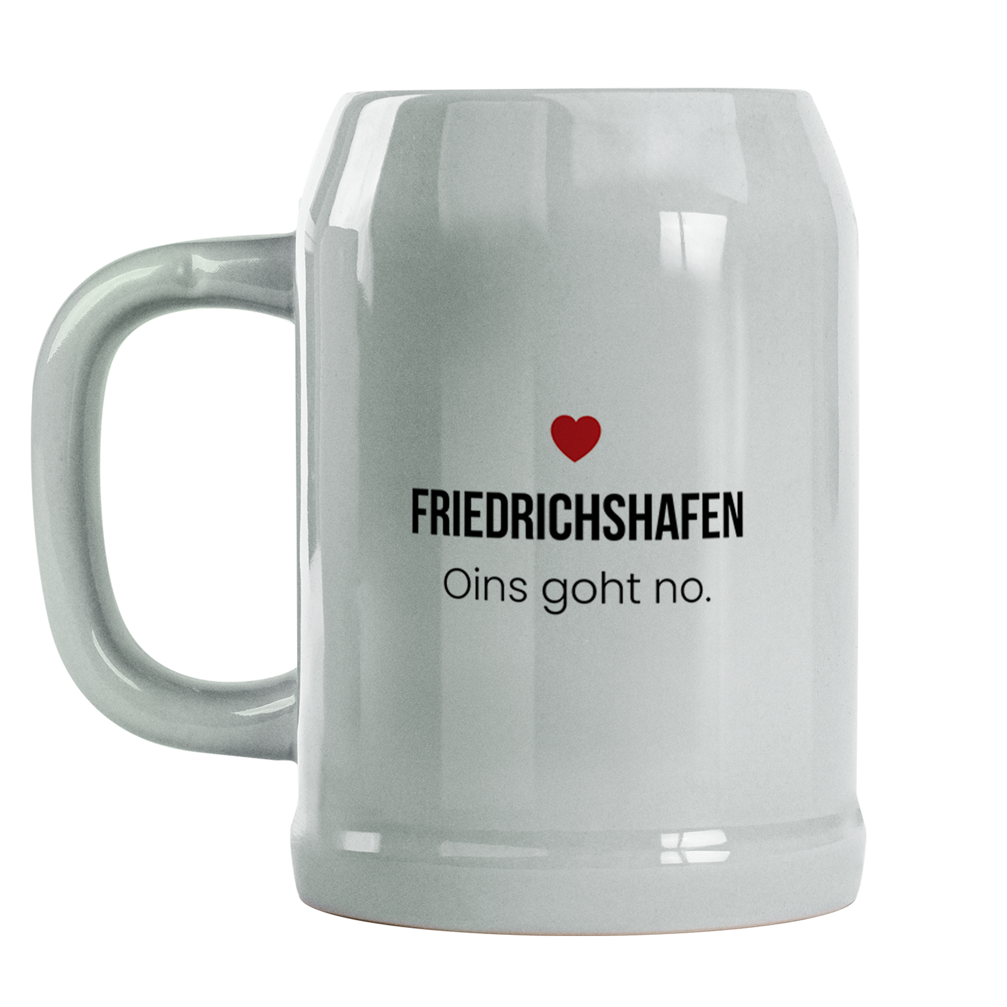 Friedrichshafen Bierkrug aus Keramik – „Oins goht no.“