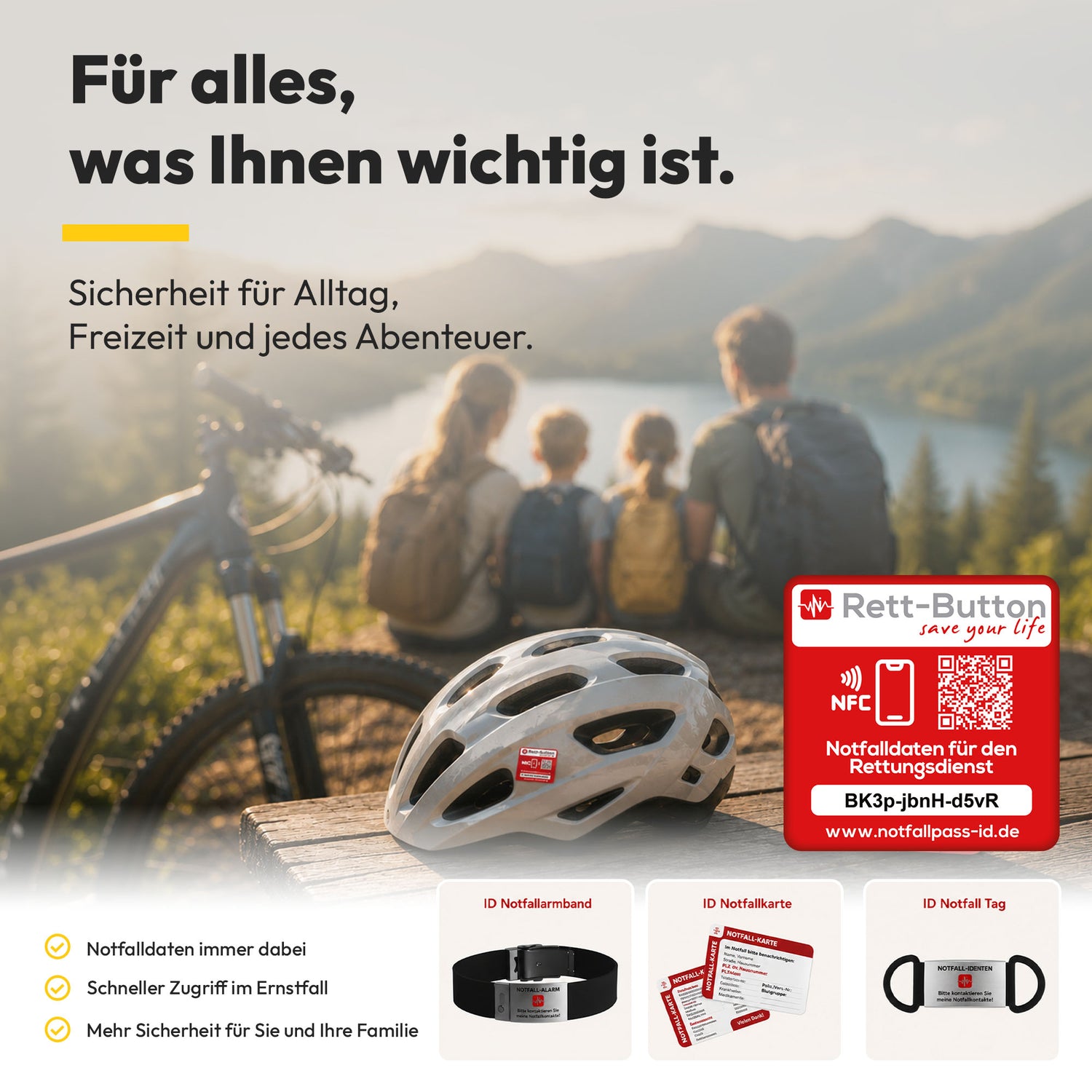 Notfall-ID Button - NFC Rett-Button mit QR-Code – Schneller Zugriff auf Notfalldaten