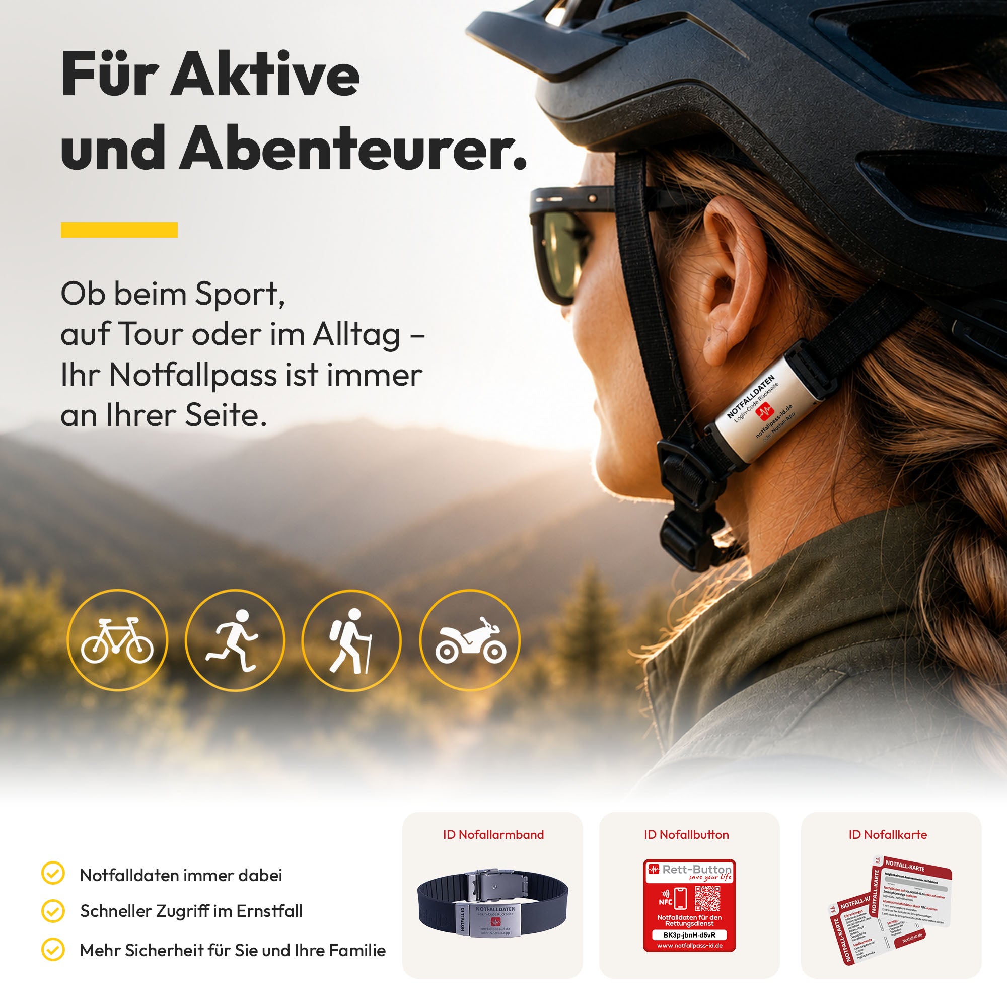 Notfall-ID Armband Tag - mit NFC &amp; QR-Code
