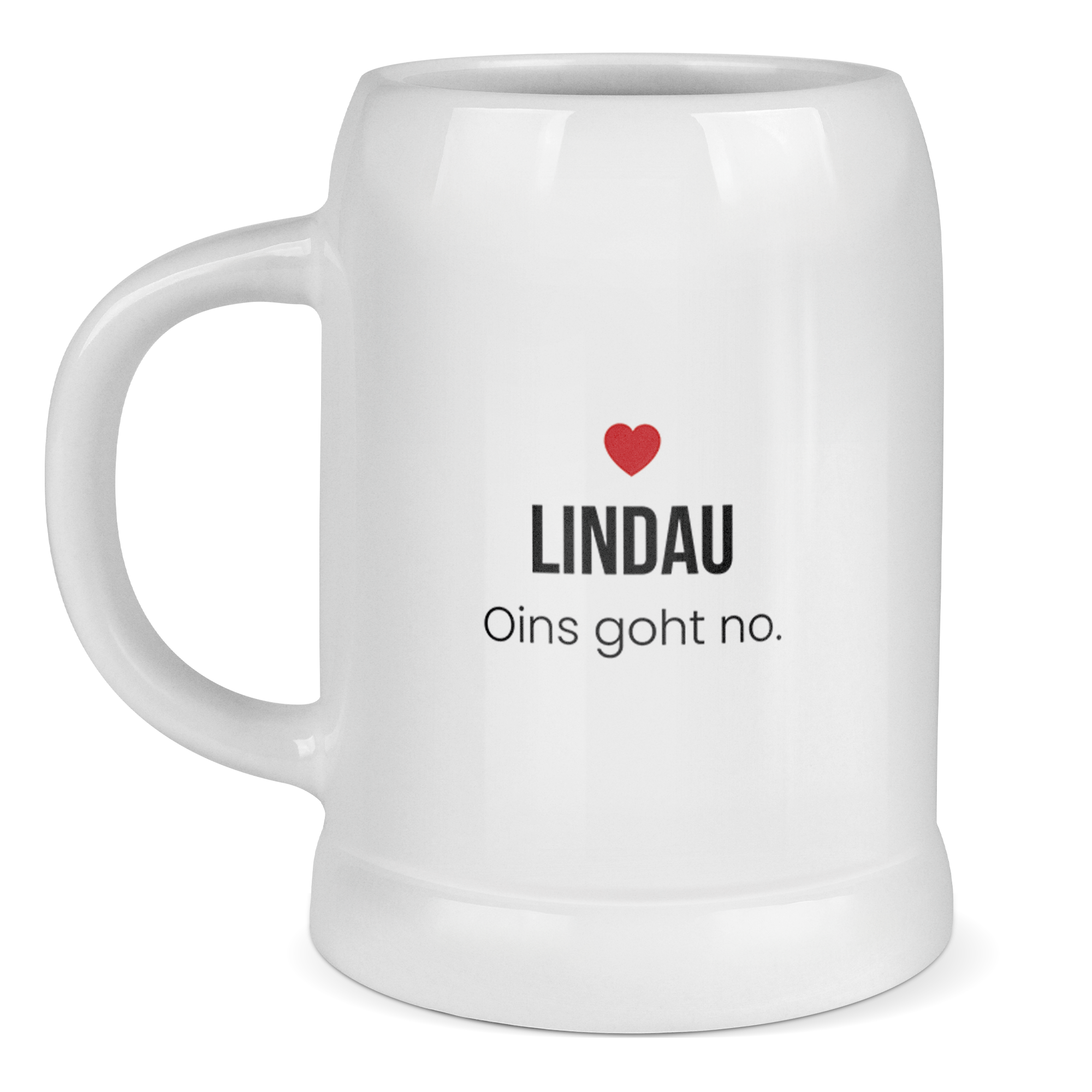 Lindau Bierkrug aus Keramik – „Oins goht no.“