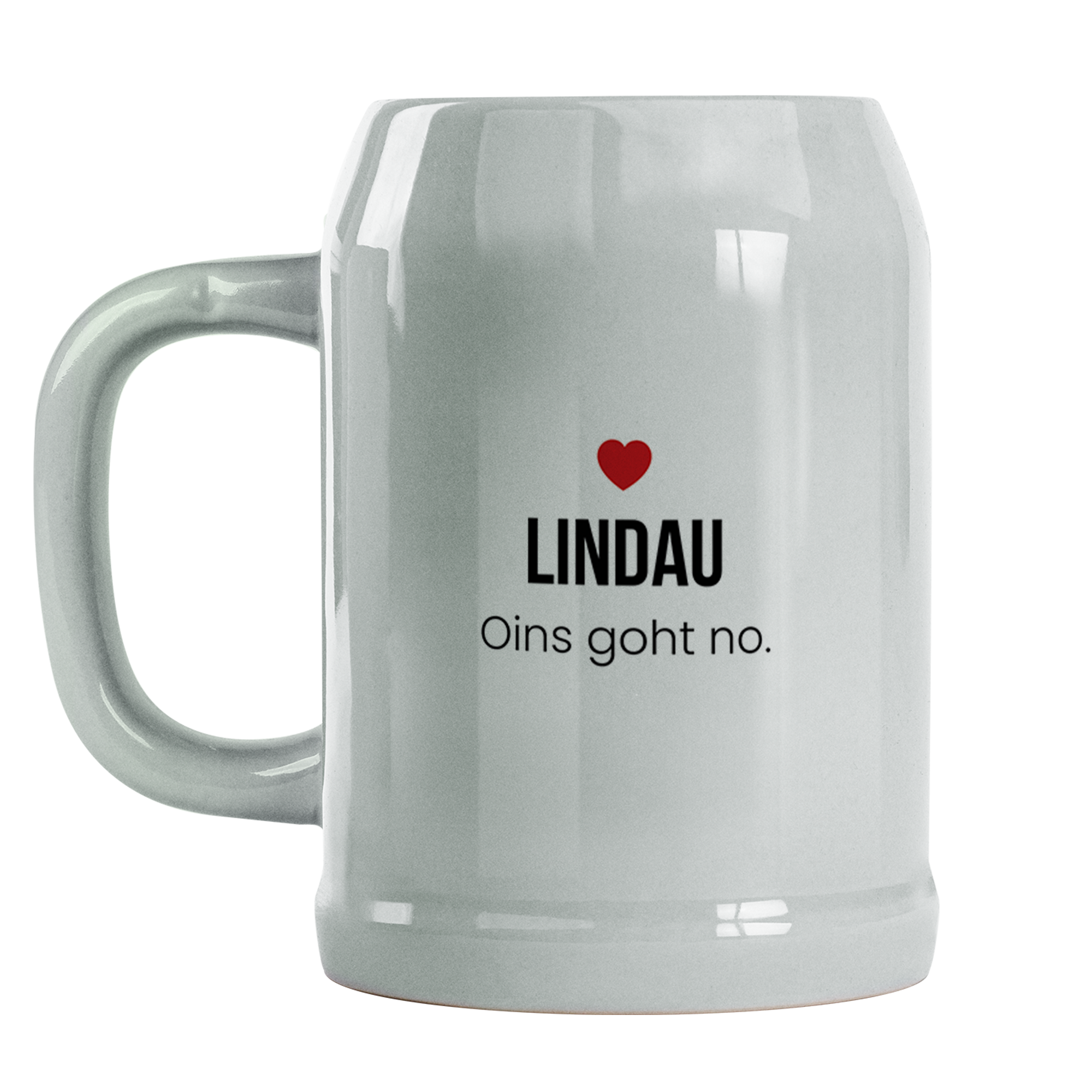 Lindau Bierkrug aus Keramik – „Oins goht no.“