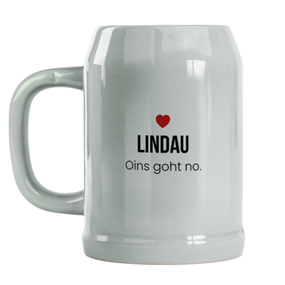 Lindau Bierkrug aus Keramik – „Oins goht no.“