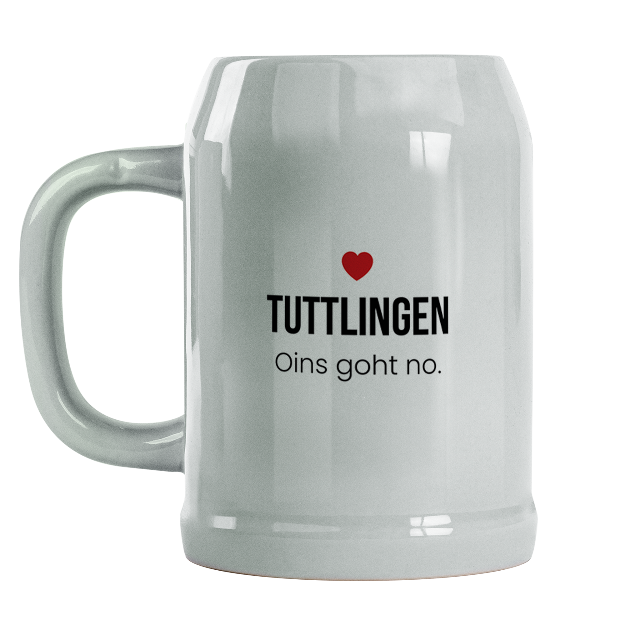 Tuttlingen Bierkrug aus Keramik – „Oins goht no.“