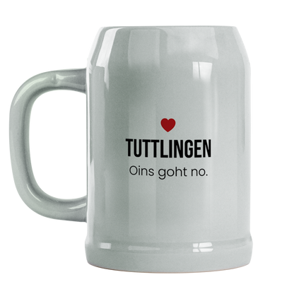 Tuttlingen Bierkrug aus Keramik – „Oins goht no.“