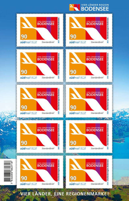 Sonderbriefmarke Vierländerregion Bodensee 2019 – Standardbrief – 10er Bogen (2025)