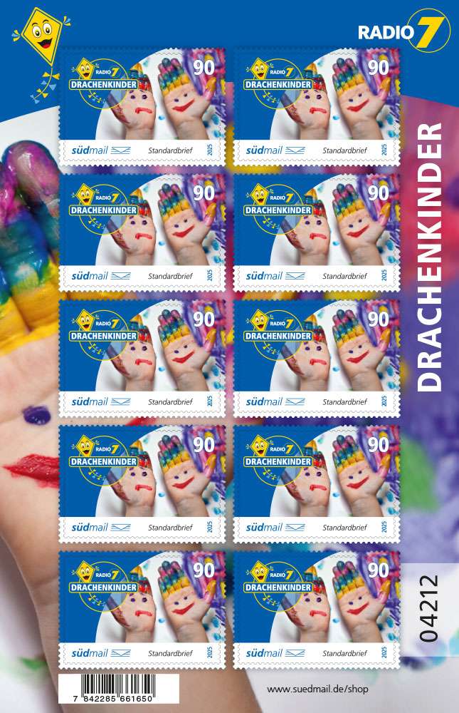 Sonderbriefmarke Radio 7 Drachenkinder 2025 – Standardbrief – 10er Bogen