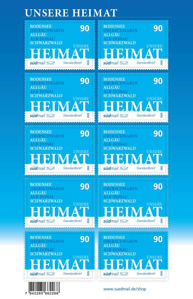 Markenserie Unsere Heimat – Standardbrief – 10er Bogen (2026)