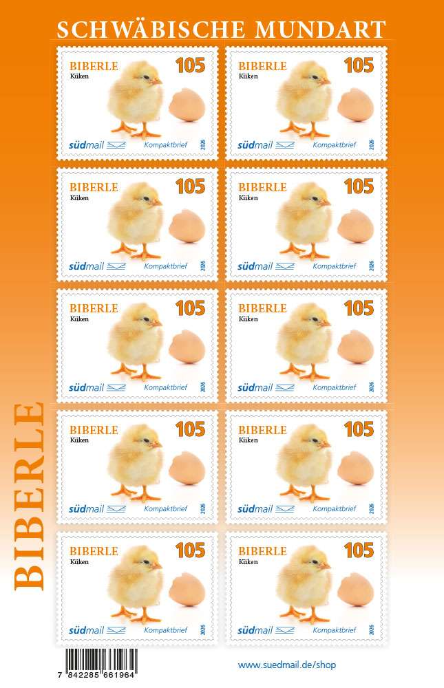 Markenserie Schwäbische Mundart – Kompaktbrief – 10er Bogen (2026)