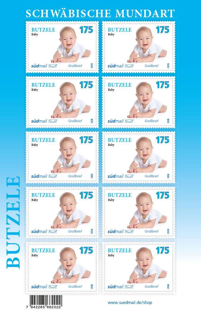 Markenserie Schwäbische Mundart – Großbrief – 10er Bogen (2026)