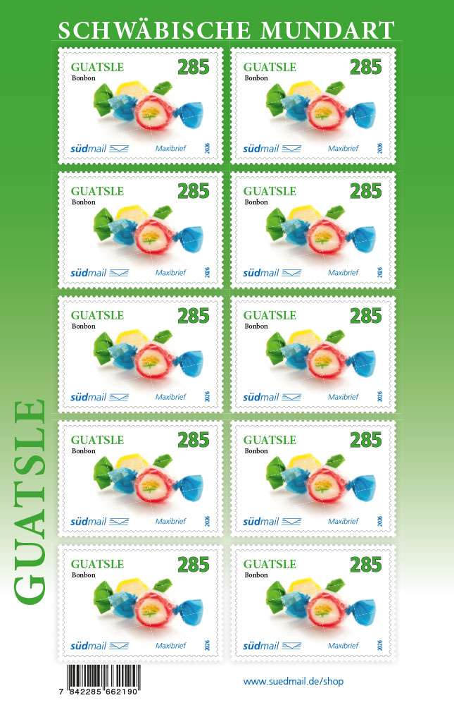 Markenserie Schwäbische Mundart – Maxibrief – 10er Bogen (2026)