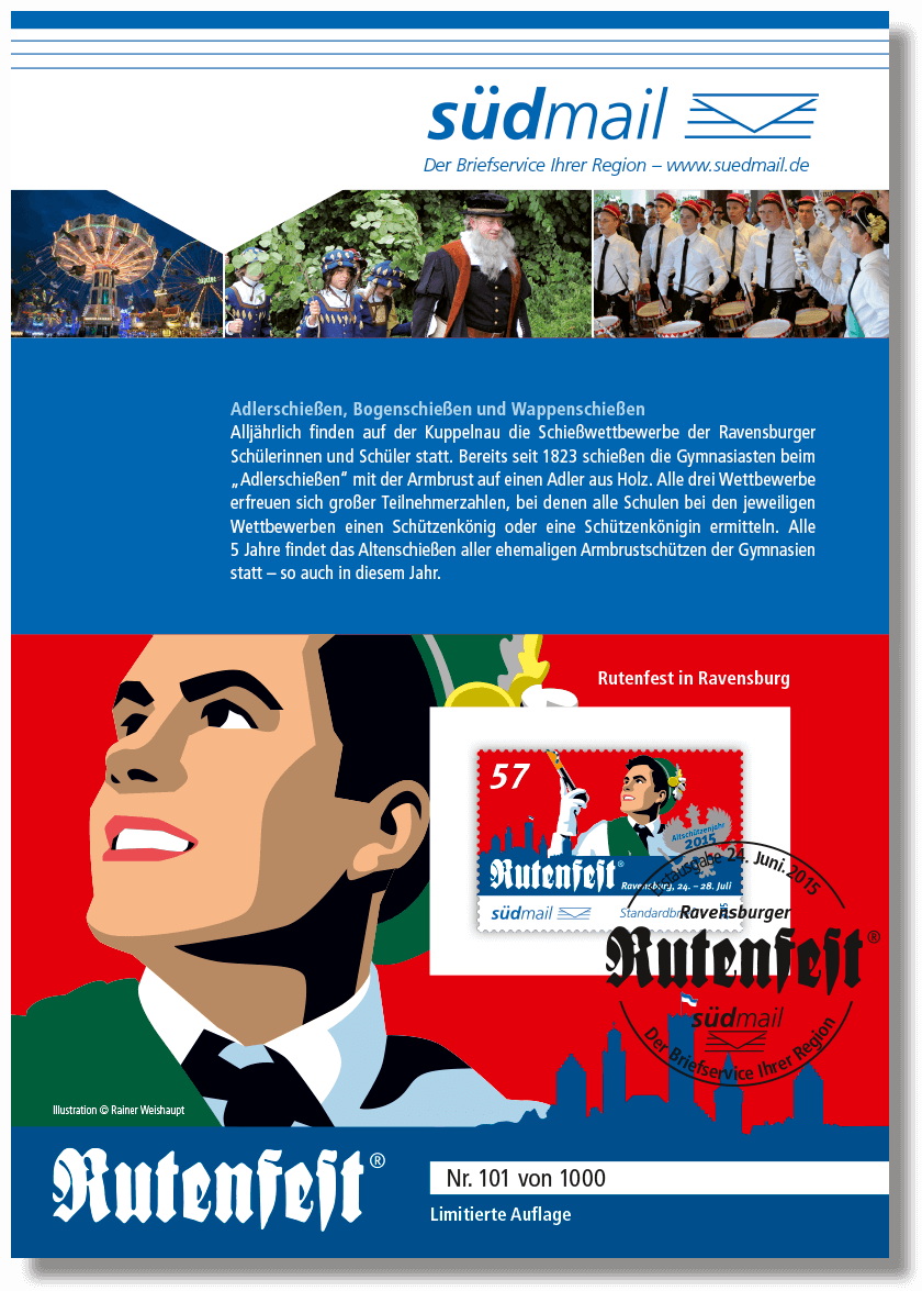 Sonderbriefmarke Ravensburger Rutenfest 2015 – Ersttagskarte