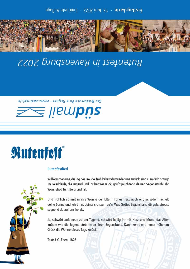 Sonderbriefmarke Ravensburger Rutenfest 2022 – Ersttagskarte