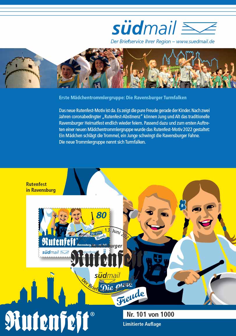 Sonderbriefmarke Ravensburger Rutenfest 2022 – Ersttagskarte