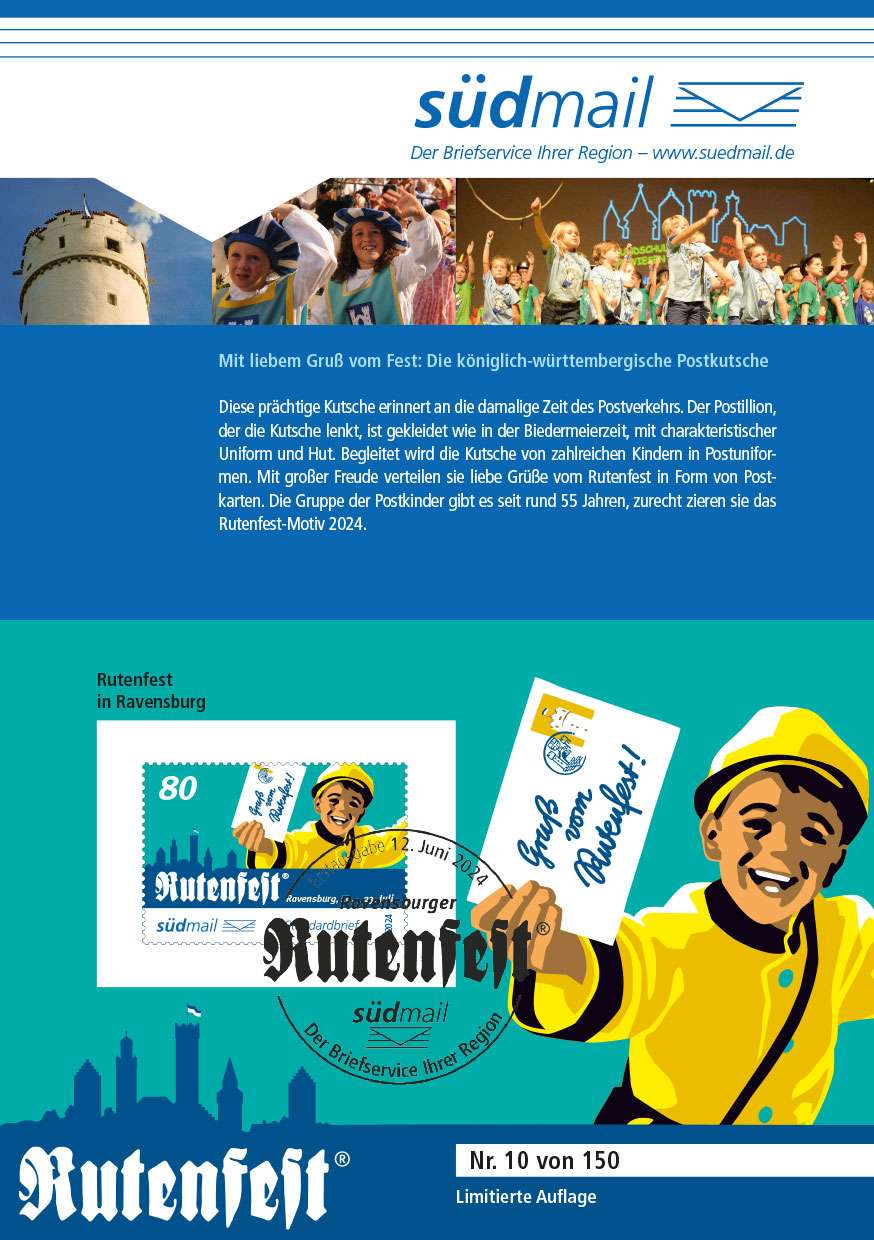 Sonderbriefmarke Ravensburger Rutenfest 2024 – Ersttagskarte