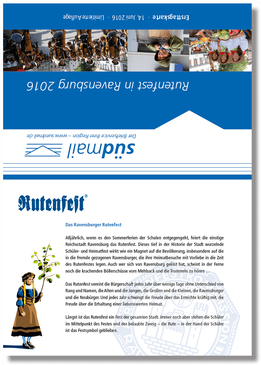 Sonderbriefmarke Ravensburger Rutenfest 2017 – Ersttagskarte