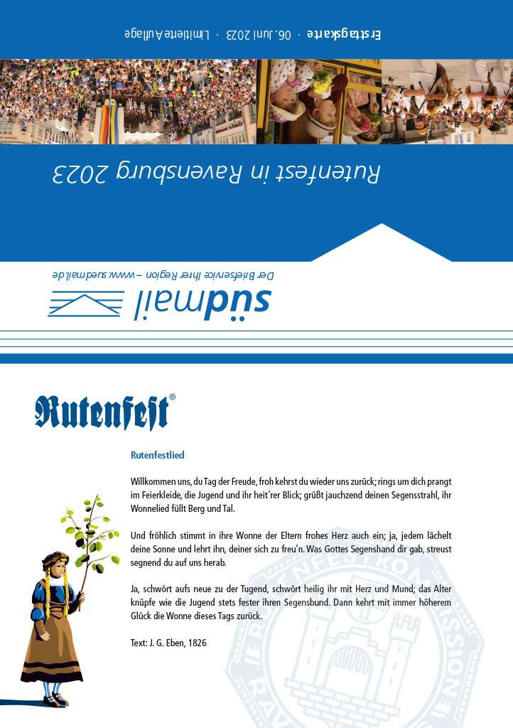 Sonderbriefmarke Ravensburger Rutenfest 2023 – Ersttagskarte
