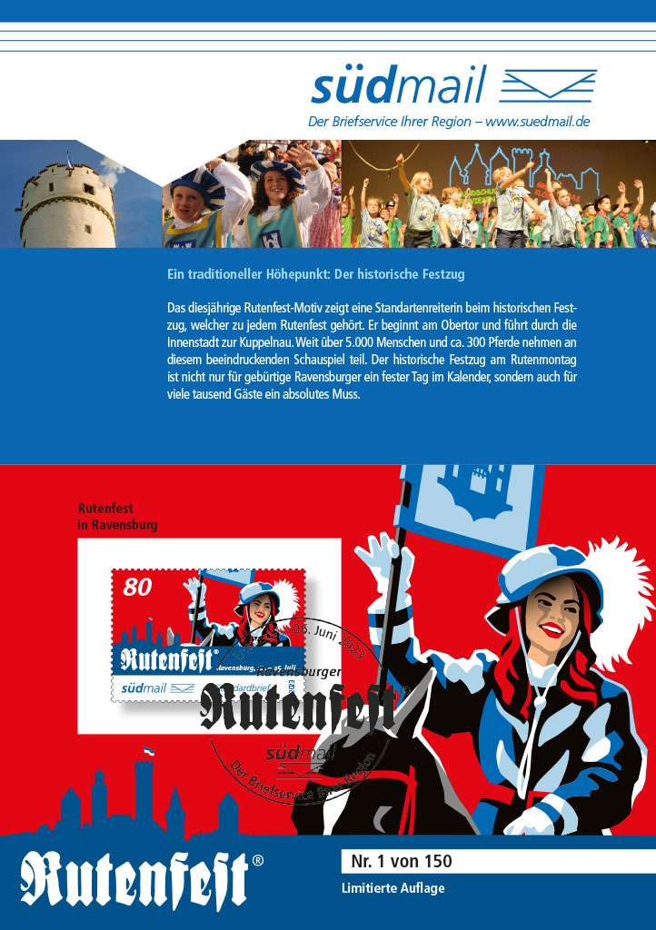 Sonderbriefmarke Ravensburger Rutenfest 2023 – Ersttagskarte