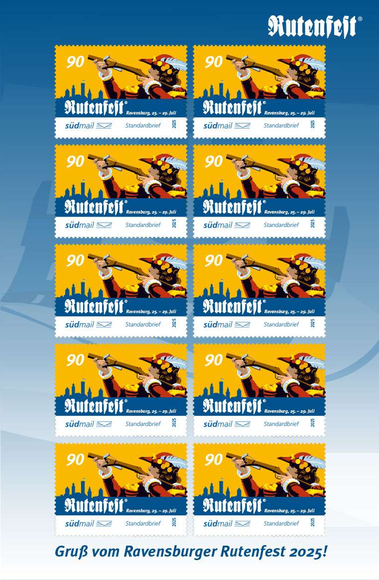 Sonderbriefmarke Ravensburger Rutenfest 2025 – Standardbrief – 10er Bogen