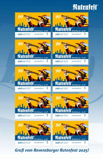 Sonderbriefmarke Ravensburger Rutenfest 2025 – Standardbrief – 10er Bogen